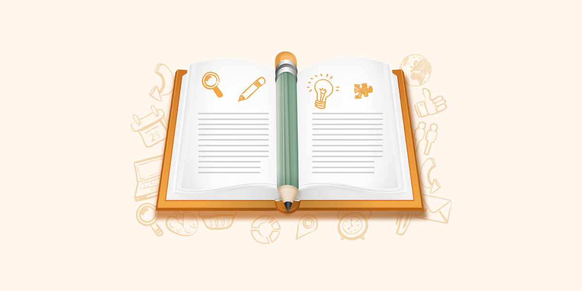 شخص يكتب ملخص كتاب على دفتر ملاحظات مع وجود كوب من القهوة.