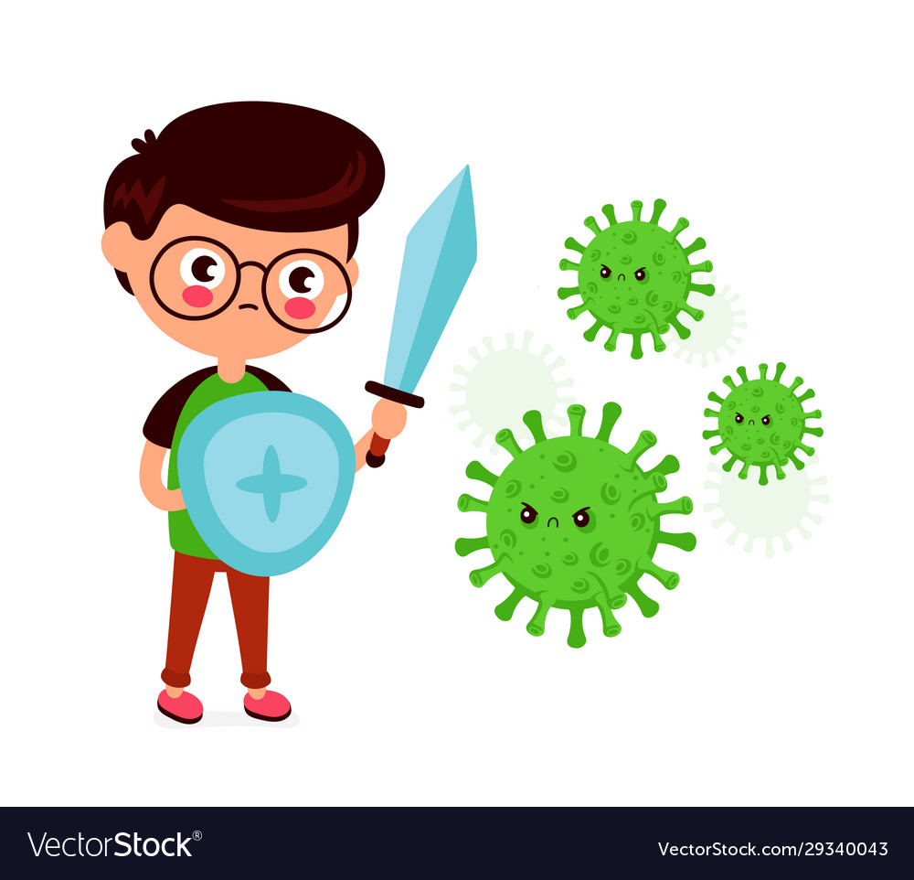 young-man-with-sword-fight-with-coronavirus-vector-29340043