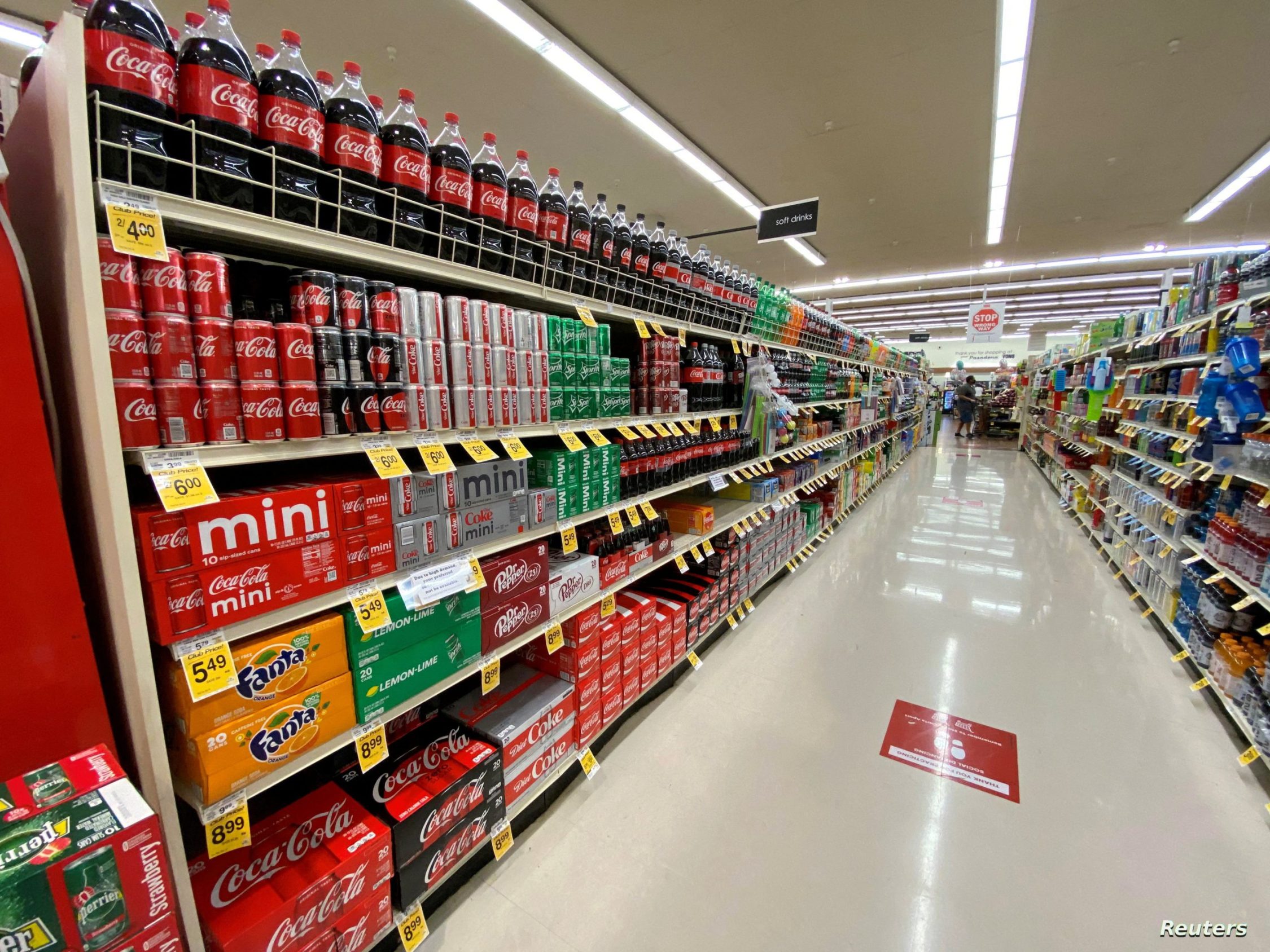FILE PHOTO: Sodas on shelves at a Vons grocery store in Pasadena